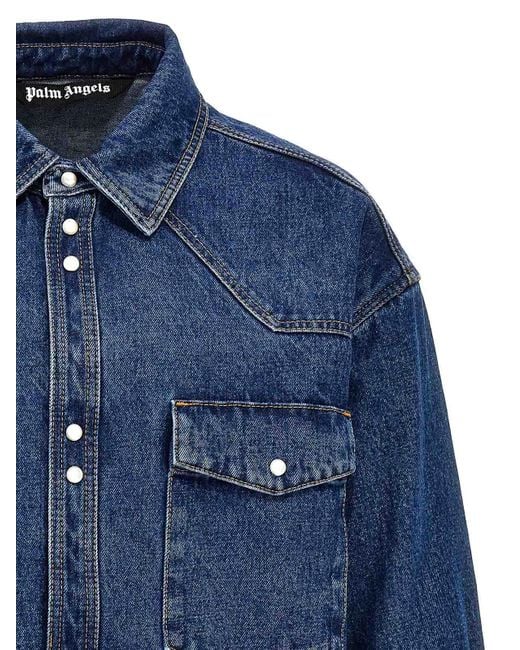 Palm Angels Blue Monogram Jacket for men