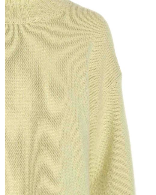 Jil Sander Yellow Cachemire Blend Crewneck Sweater With Relaxed Fit