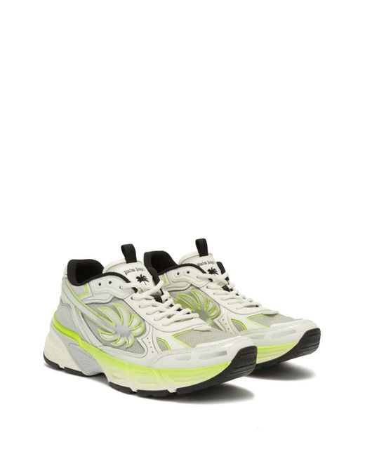 【関税＆送料込み】Palm Angels P4 Fluo Leather Sneakers Palm Angels P4 Fluo Leather Sneakers in Green for Men | Lyst