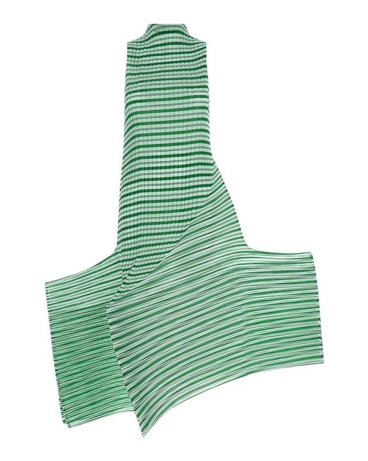 Issey Miyake Green 'Generic Stripes (Machine Pleats) Dress