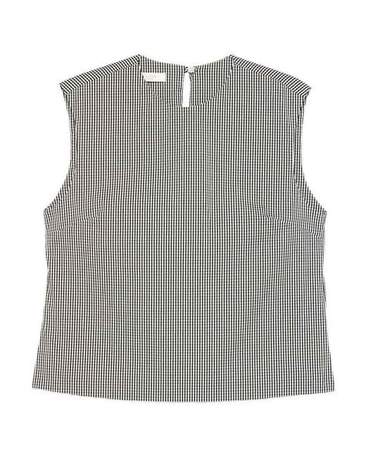 Incotex Gray Edith Gingham-Pattern Sleeveless Top
