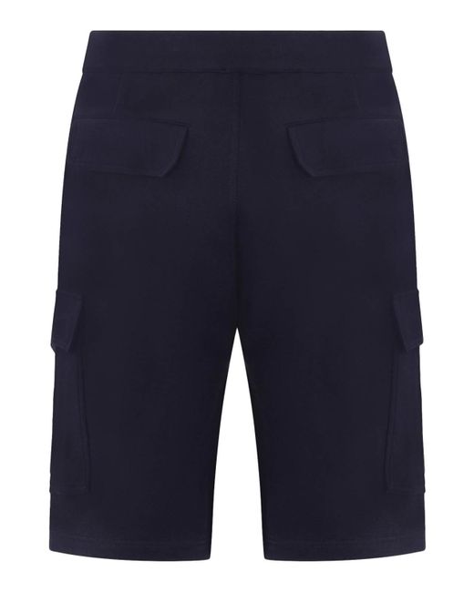 Brunello Cucinelli Blue Jersey Cargo Bermuda for men