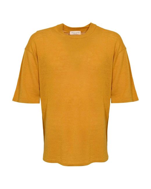 Roberto Collina Yellow Linen Knitted T-Shirt for men