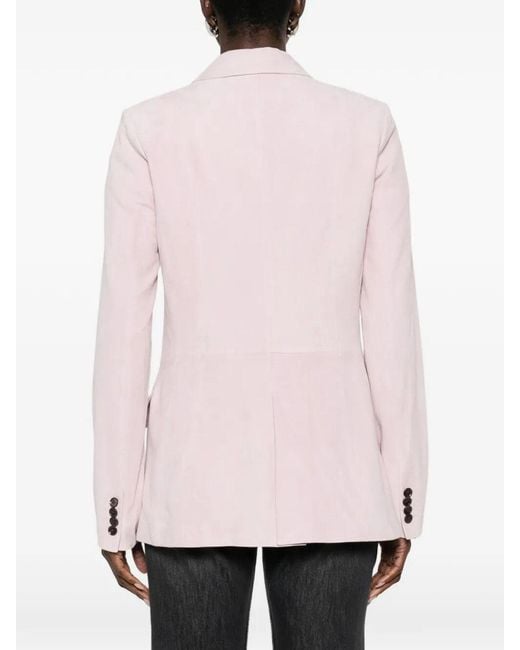 Desa Nineteenseventytwo Pink Leather Classic Blazer
