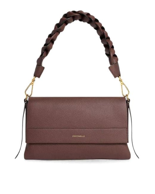 Coccinelle Brown Handbag Double Grainy Leather