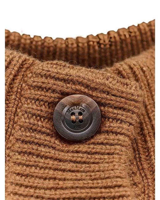 Max Mara Brown Wool Cashmere Ribbed Cardigan