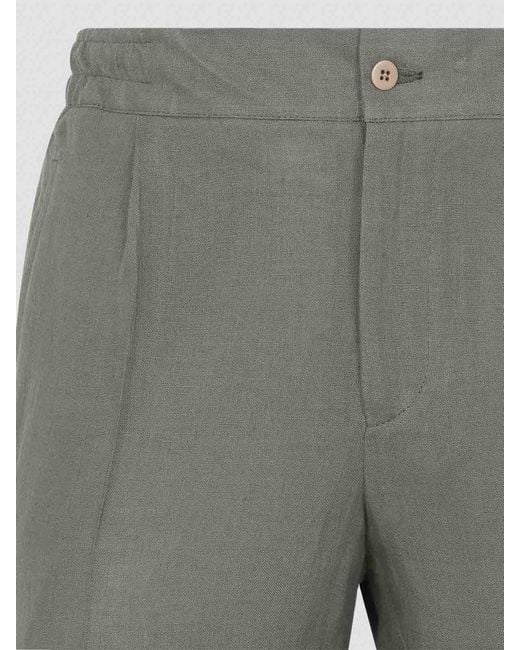 Kiton Gray Linen Pants for men
