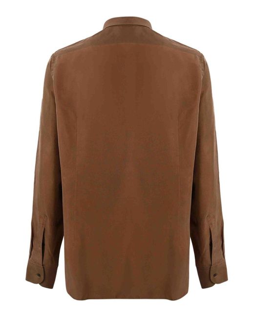 Corneliani Brown Silk Shirt for men
