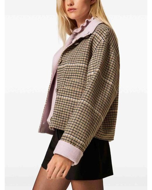 Twinset Natural Reversible Checked Jacket