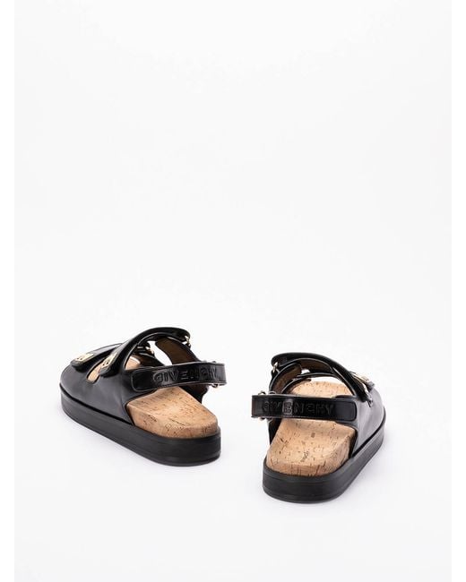 Givenchy Black Leather 4G Sandals