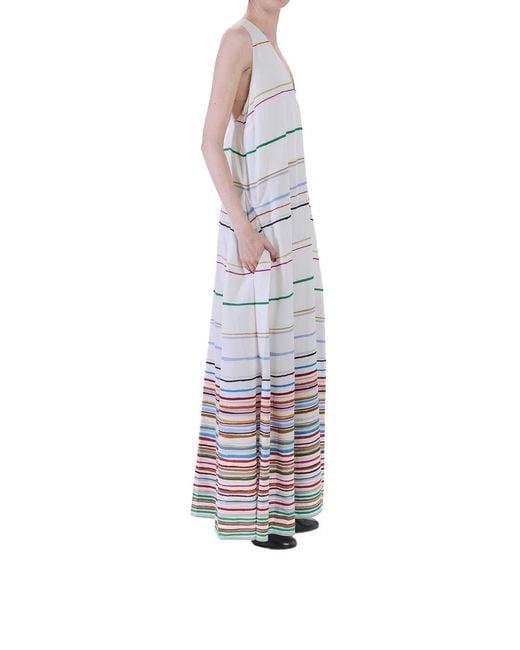 Paul Smith White Long Multi-Stripe Dress Ps