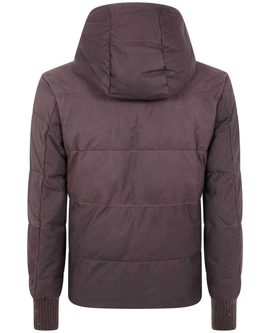 Giorgio Brato Purple Nabuck Leather Padded Jacket for men