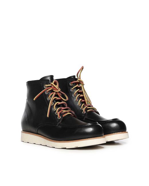 Giuliano Galiano Black Shark Leather Lace-Up Boots for men