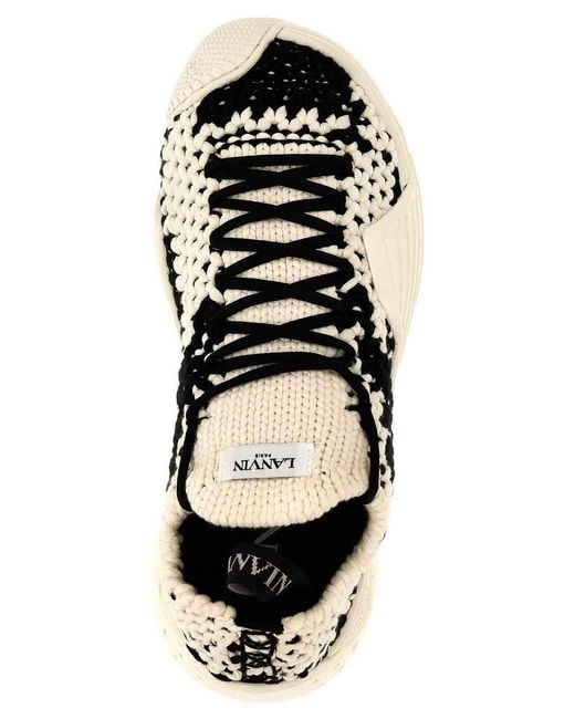 Lanvin Black Flash-X Crochet-Knit Lace-Up Sneakers