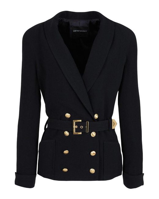 Emporio Armani Black Double-breasted Blazer Jacket