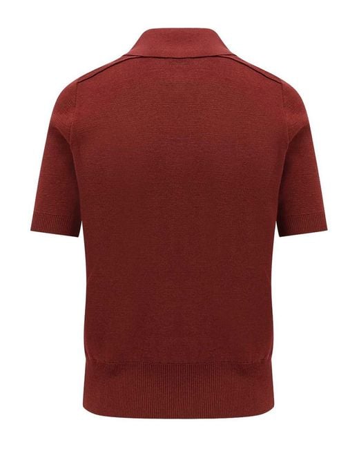 Lightweight Wool Polo Knitwear Bordeaux-Donna di Burberry in Red