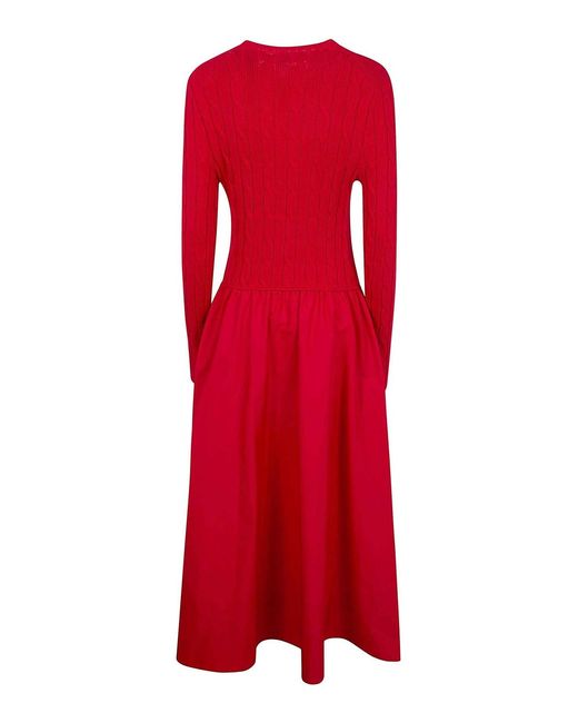 Polo Ralph Lauren Red Long Sleeves Shirt Long Dress