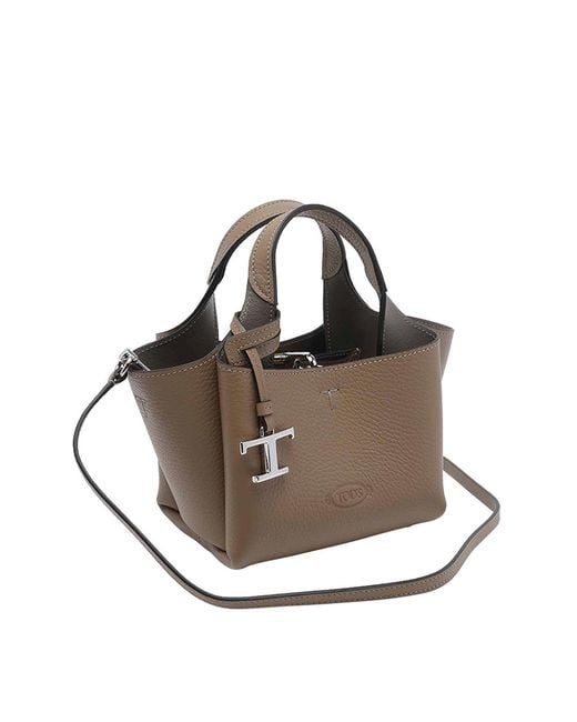 Tod's Brown Cappuccino Micro Leather Handbag