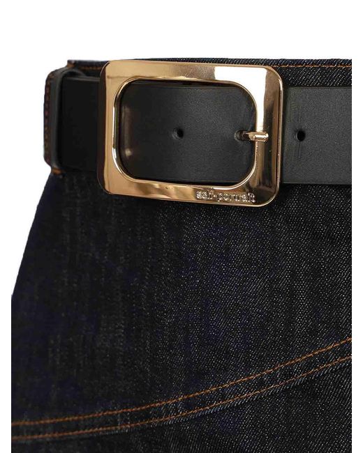 Self-Portrait Black Midi Skirt With Belt