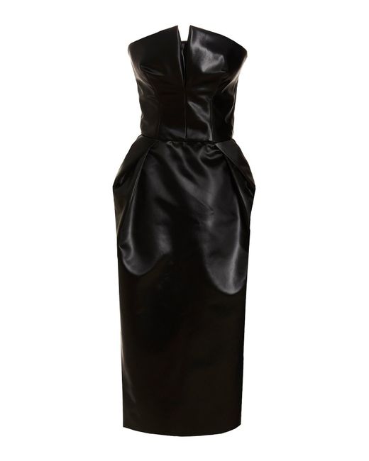 Maison Margiela Black Zippered Satin Midi Dress With Shawl