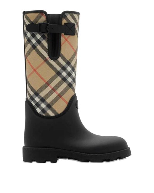 Burberry Black Rubber Marsh Stamp High Boots