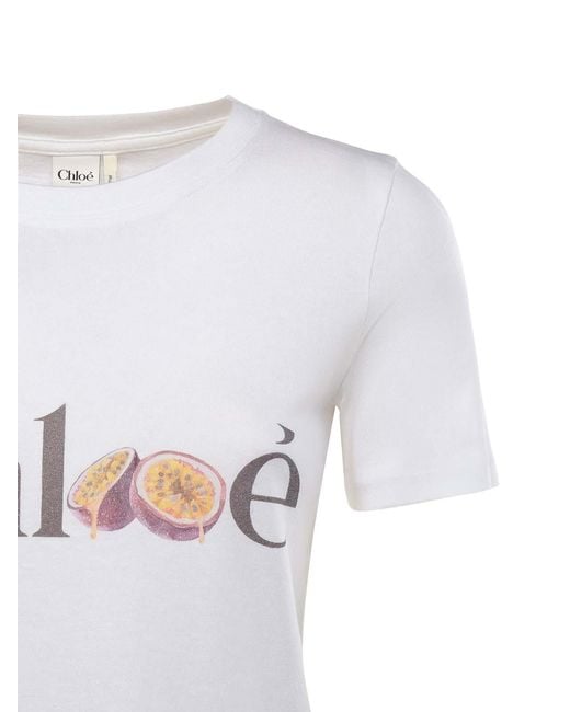 Chloé White Cotton Jersey T-Shirt With Logo
