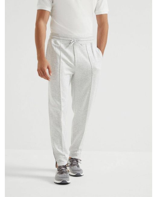 Brunello Cucinelli White Track Pants for men