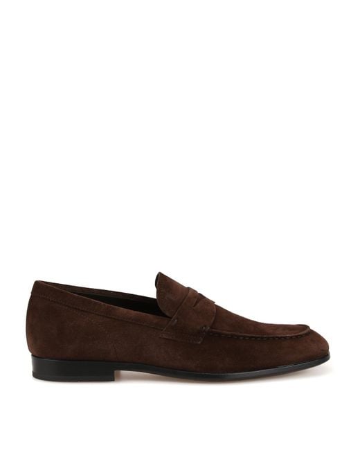 Tod's Brown Suede Square Toe Loafers for men