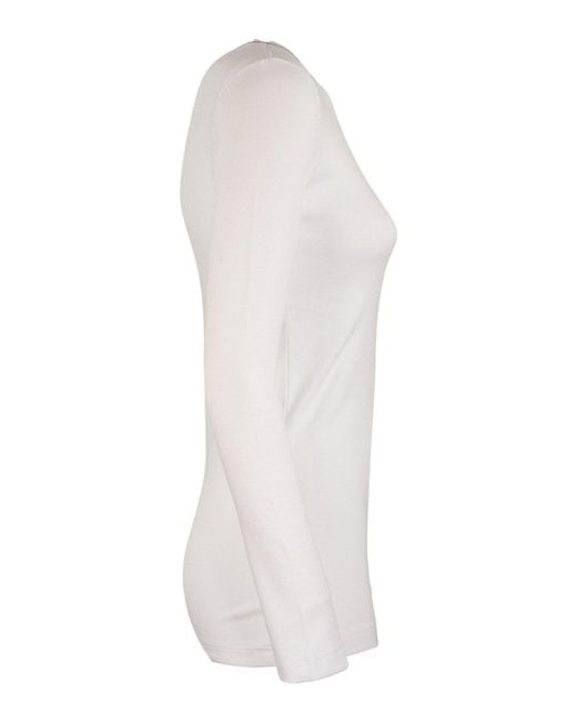 Brunello Cucinelli White Monili Detailed Crewneck T-Shirt