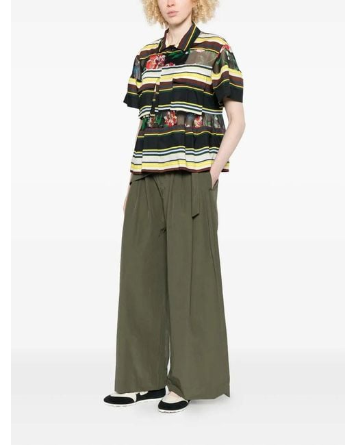 Sacai Green Pattern Mix Shirt