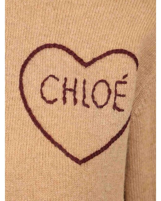 Chloé Natural Fitted Cardigan With Logo