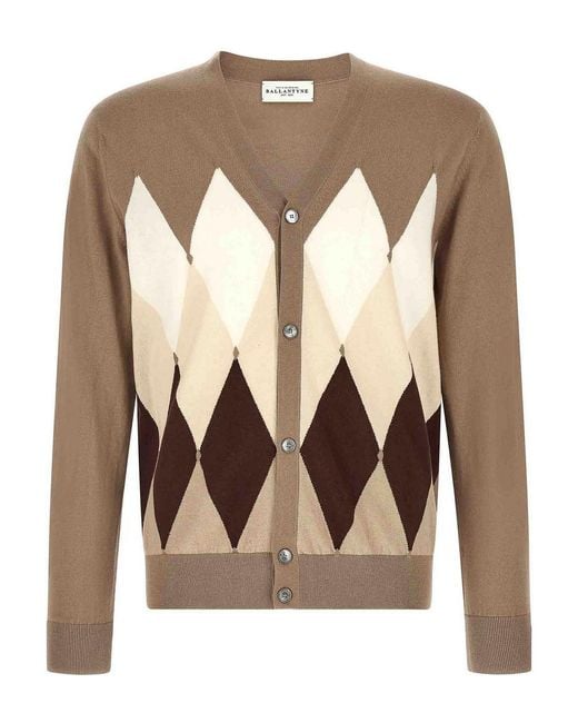 Ballantyne Brown Cardigan Argyle for men