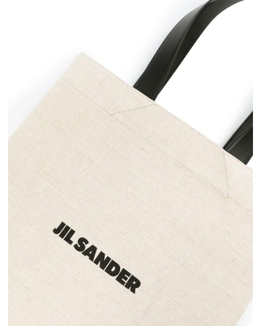 Jil Sander White Book Tote Linen Shopping Bag