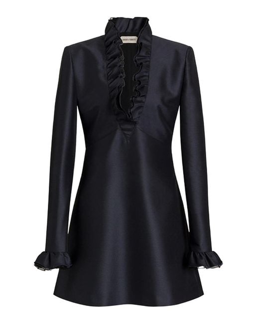 Alberta Ferretti Black V-Neck Dress