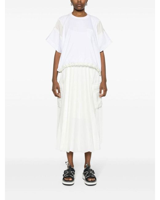 Sacai White Twill Skirt