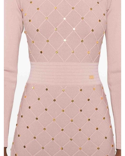 Elisabetta Franchi Pink Long Sleeve Mini Dress