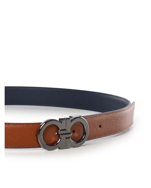Ferragamo White Gancini Leather Belt for men