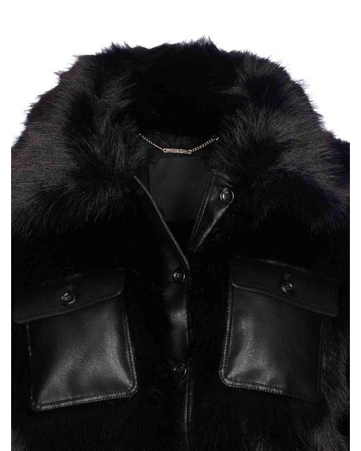 Liu Jo Black Faux Fur Jacket Frontal Buttons Closure