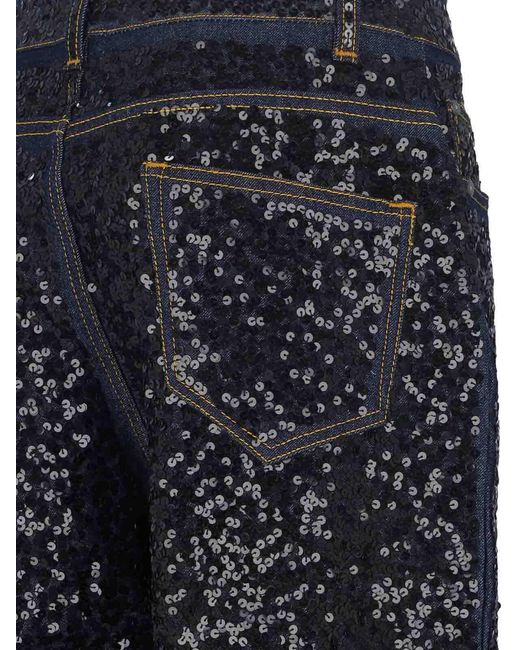 P.A.R.O.S.H. Blue Guff Sequin Straight Jeans