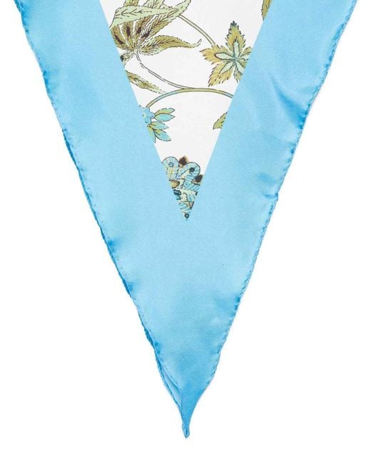 Fay Blue Light Triangular Scarf With Floral Print