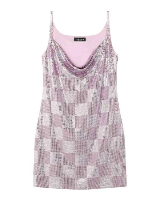 Versace Pink Check Pattern Dress