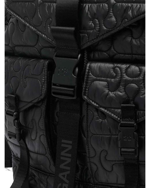 Ganni Black Re-Tech Quilted Backpack