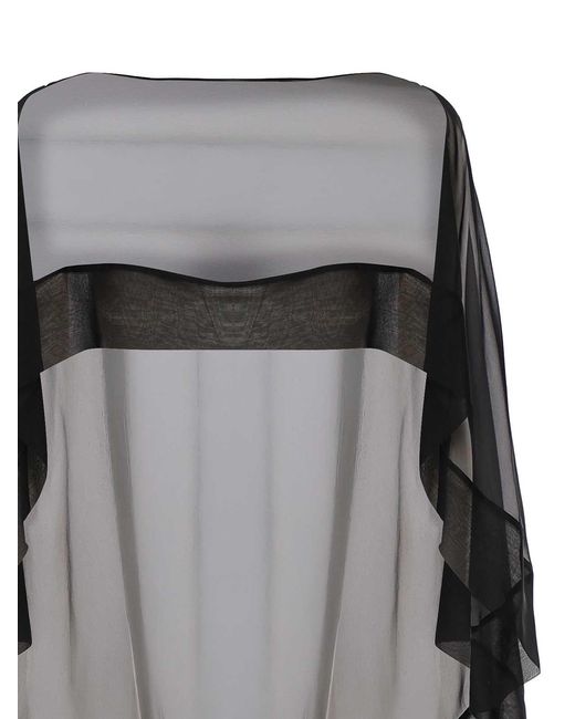 Alberta Ferretti Gray Silk Chiffon Cape