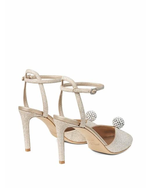 Jimmy Choo White Sacora 85Mm Crystal Embellished Sandals