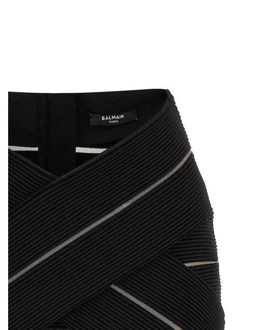 Balmain Black V-Shaped Waist Skirt