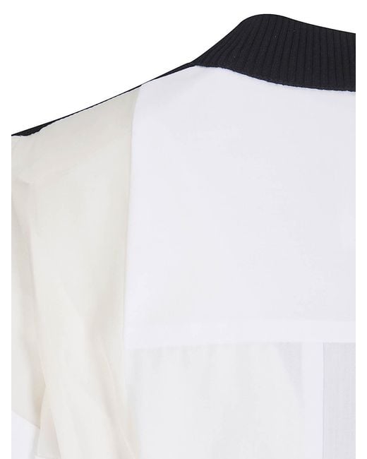 Sacai Black Poplin X Cotton Knit Dress