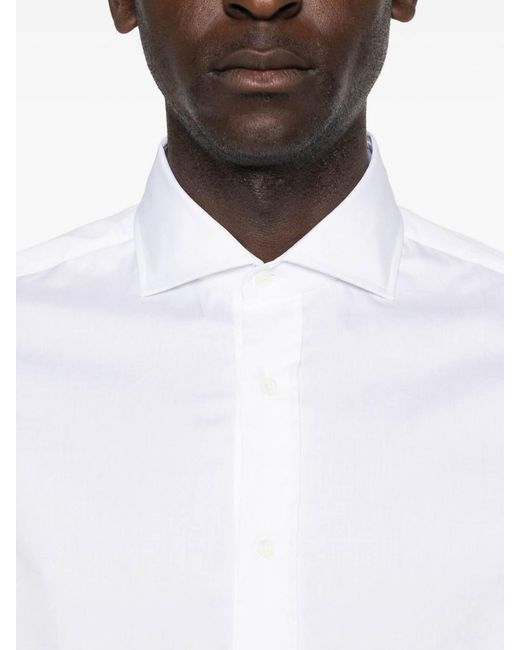 Brunello Cucinelli White Cotton Shirt for men