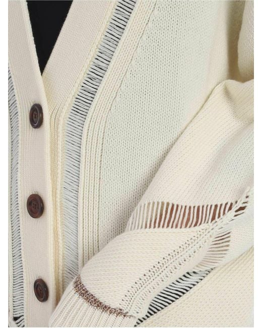 See By Chloé White Cream Color Overfit Cardigan With Golden Lamé