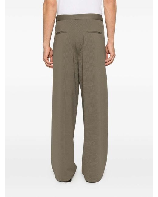 Emporio Armani Gray Wide-Fit Khaki Trousers for men