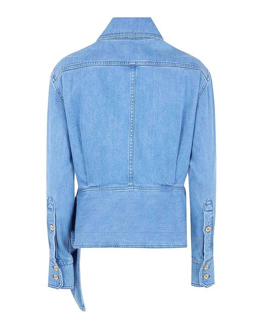 Patou Blue Long Sleeves Knot Shirt
